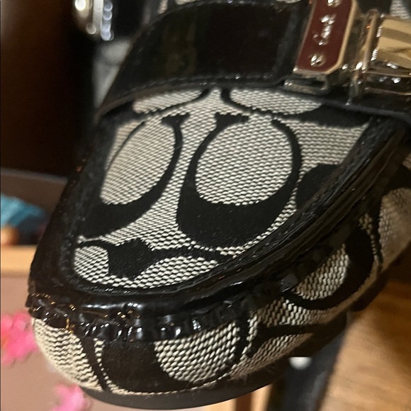 Coach Black and White Signature Loafers - Picture 2 of 6